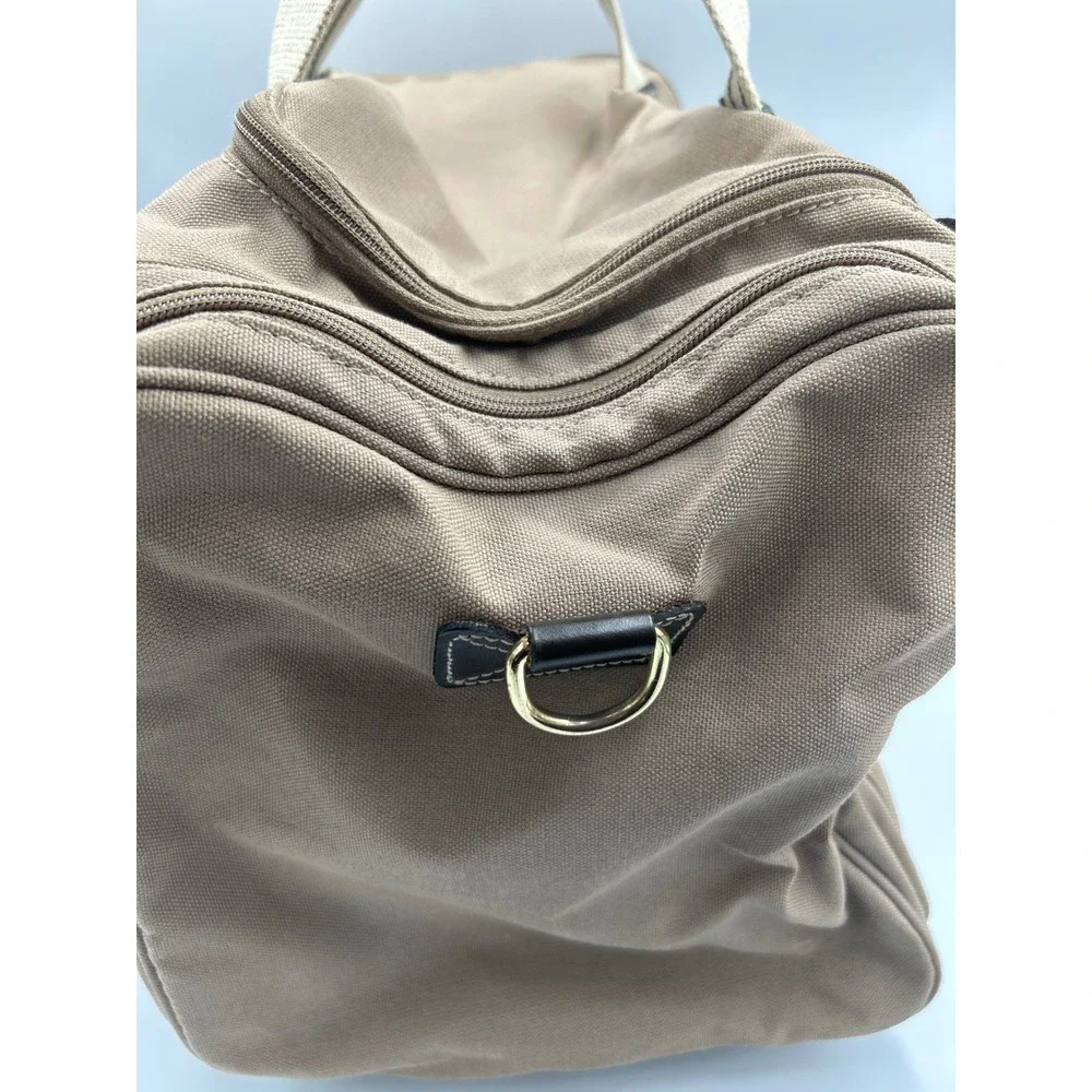 Eddie Bauer Ford Collaboration Tan Canvas Leather Duffel Bag Weekender Travel